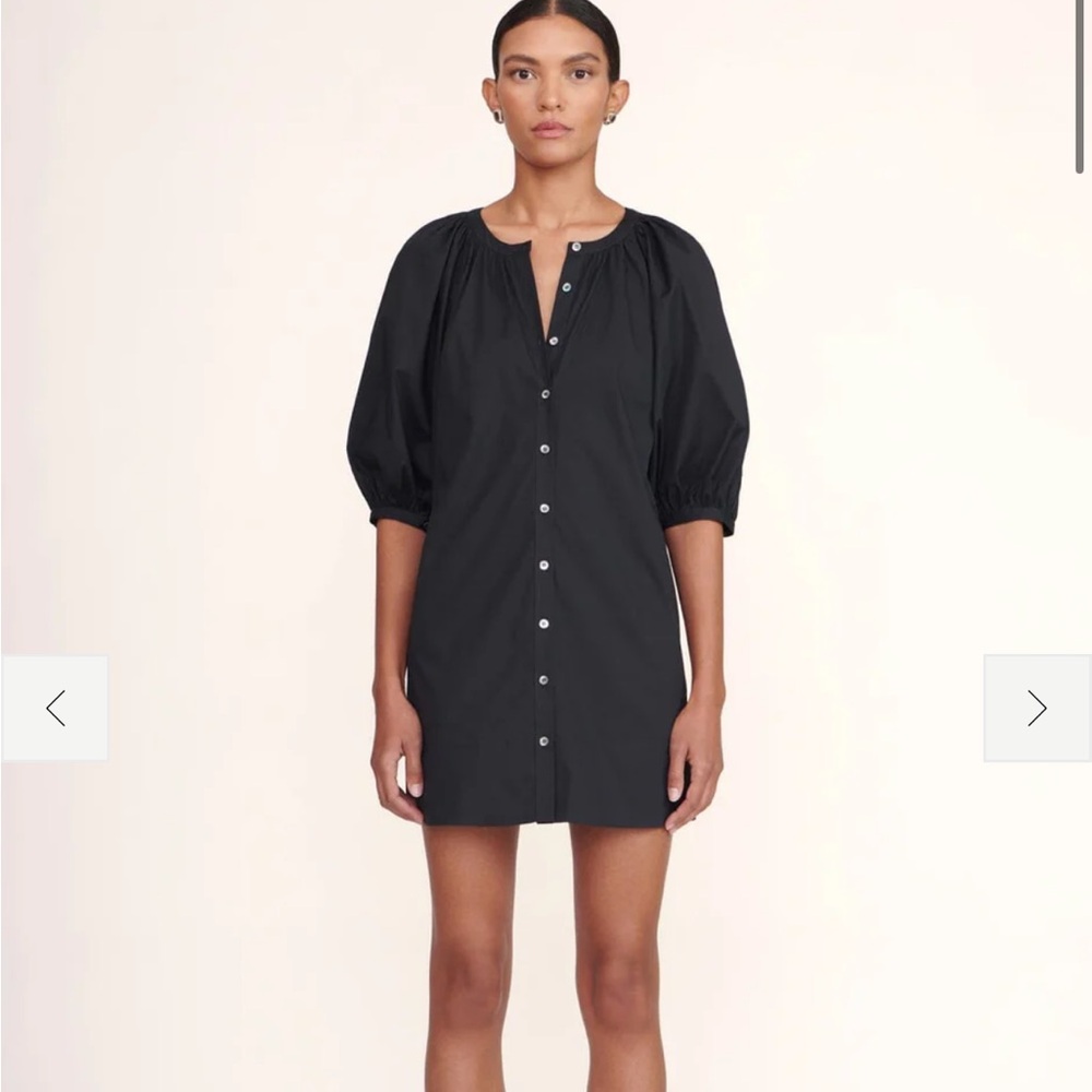 STAUD Black Puff Sleeve Mini Dress